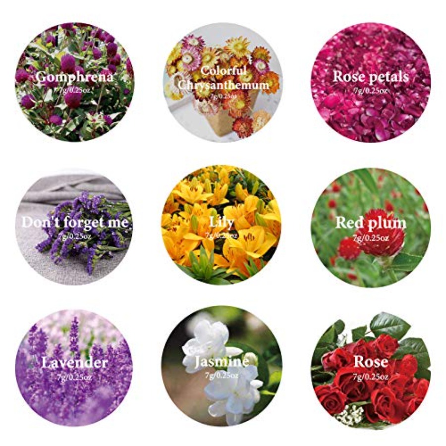 9 Bags Dried Flowers, 100% Nat - Soap Making Diy Kit recension och pris