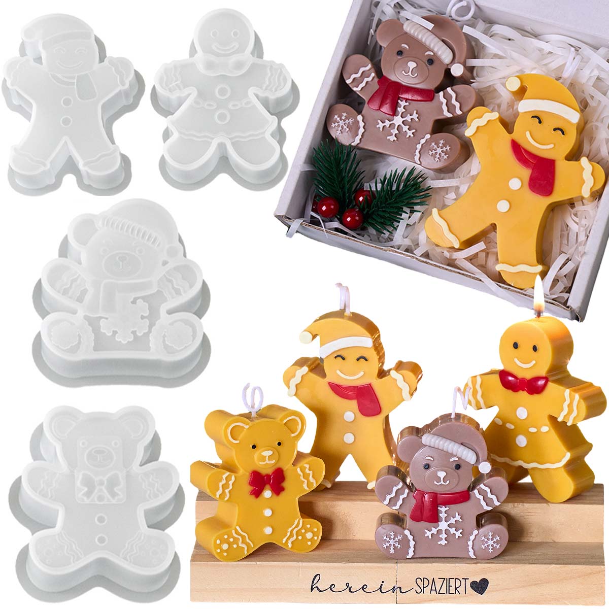 Gingerbread Man Bear Silicone  - Soap Making Gifts recension och pris
